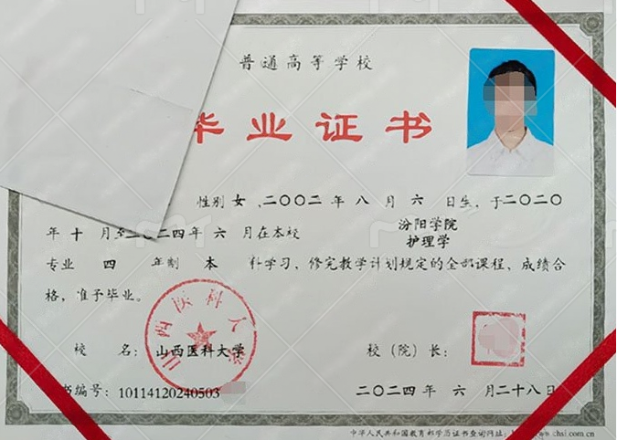 山西山西医科大学毕业证样本图片
